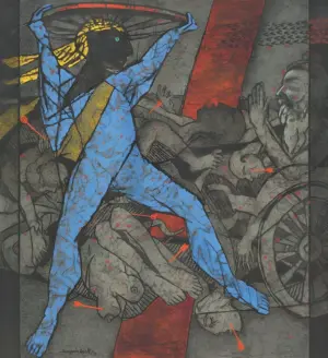 <b>Samir Aich</b><br>Untitled<br>Acrylic, Conte on Canvas <br> 72 x 68 Inches<br>2019