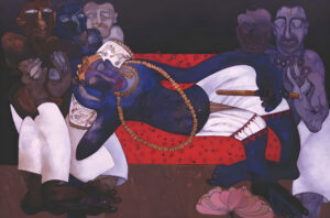 <b>Jaya Ganguly</b><br>The Determinant <br>Acrylic, Conte & Rice Paper on Canvas <br> 48 x 72 Inches<br>Unknown