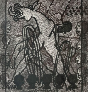 <b>Samir Aich</b><br>Untitled<br>Mixed Media on Paper <br> 8.6 x 8.1 Inches<br>2019