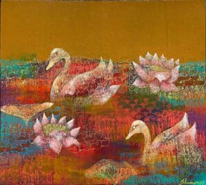 <b>Shampa Sircar Das</b><br>Prakriti Series<br>Acrylic on Wooden Board<br>18 x 16 Inches<br>2017