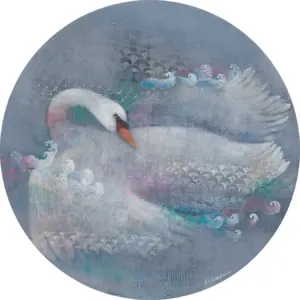 <b>Shampa Sircar Das</b><br>Hansa<br>Acrylic on Canvas<br>18 x 18 Inches<br>2019