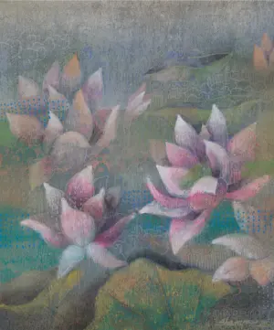 <b>Shampa Sircar Das</b><br>Padma<br>Acrylic on Canvas<br>14 x 12 Inches<br>2023