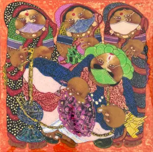 <b>Shyamal Mukherjee</b><br>Untitled<br>Oil on Reverse Acrylic Sheet<br>36 x 36 Inches<br>2023