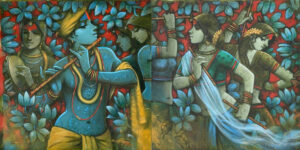 <b>Subrata Das</b><br>Untitled (Diptych)<br>Acrylic on Canvas<br>36 x 72 Inches<br>2023