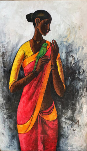 <b>B.Prabha</b><br>Untitled<br>Oil on Canvas<br>36 x 18 Inches<br>1981