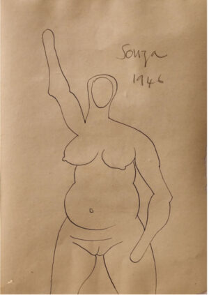 <b>F.N Souza</b><br>Untitled<br>Ink and Pencil on Paper<br>13.5 x 8.5 Inches<br>1946