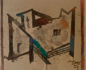 <b>Ganesh Haloi</b><br>Untitled<br>Gouache on Brown Paper on Board<br>12 x 10 Inches<br>2021