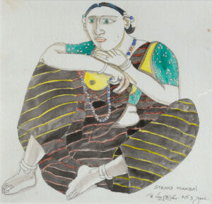 <b>K Laxma Goud</b><br>Untitled (Strand Mumbai)<br>Watercolour on Paper<br>7 x 7 Inches<br>Unknown