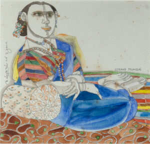 <b>K Laxma Goud</b><br>Untitled (Strand Mumbai)<br>Watercolour on Paper<br>7 x 7 Inches<br>Unknown