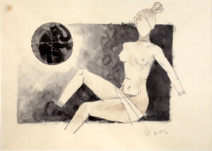 <b>M.F Husain</b><br>Kerela Series<br>Watercolour on Paper<br>28 x 20 Inches<br>1977