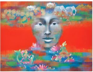 <b>Shampa Sircar Das</b><br>Vasudha Series<br>Acrylic on Canvas<br>36 x 48 Inches<br>2022