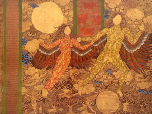 <b>Seema Kohli</b><br>Untitled<br>Ink, Acrylic and Gold Leaf on Canvas<br>48 x 36 Inches<br>Unknown