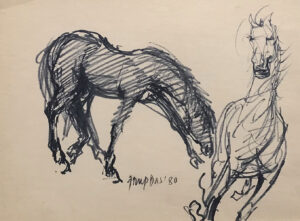 <b>Arup Das</b><br>Untitled<br>Charcoal on Paper <br> 11 x 8.5 Inches<br>1980