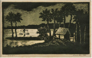 <b>Haren Das</b><br>Date Juice<br>Linocut on Paper<br> 11.4 x 6.7 Inches<br>1989 <br> Limited Edition 6 of 10