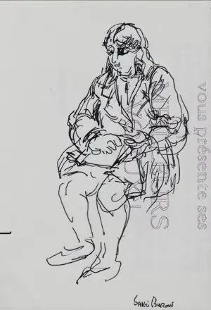 <b>Sakti Burman</b><br>Untitled<br> Pen on Paper<br> 5.90 x 4.13 Inches<br>Unknown