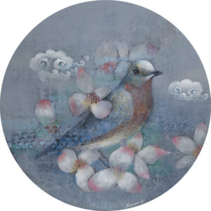 <b>Shampa Sircar Das </b><br> Tattva II <br> Acrylic on Canvas<br> 18 Inches Diameter<br>2019