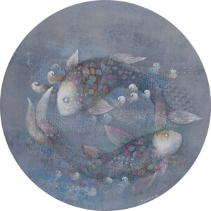 <b>Shampa Sircar Das </b><br> Tattva IV <br> Acrylic on Canvas<br> 18 Inches Diameter<br>2019