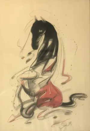 <b>Sunil Das </b><br> Untitled <br> Colour and Charcoal on Paper <br> 22 x 32 Inches <br>Unknown