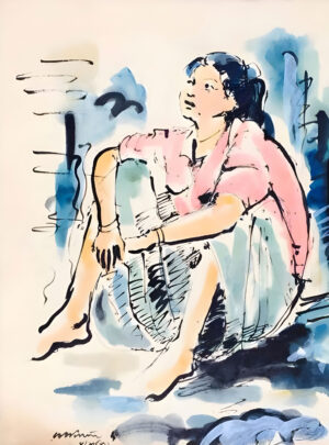 <b>Ramkinker Baij </b><br> Untitled <br> Watercolour on Paper <br> 13 x 17 Inches <br>1949
