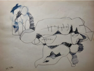 <b>Somnath Hore </b><br> Untitled <br> Pen on Paper <br> 11 x 8.5 Inches <br> 1966