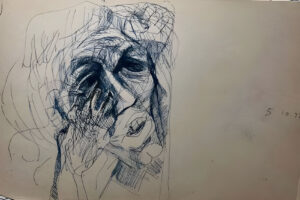 <b>Somnath Hore </b><br> Untitled <br> Pen on Paper <br> 10.5 x 7 Inches <br> 1972