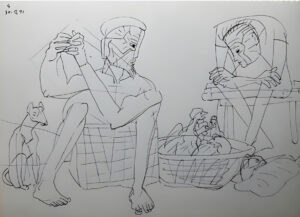 <b>Somnath Hore </b><br> Untitled <br> Pen on Paper <br> 13.5 x 10 Inches <br> 1991