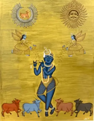 <b>Jai Khanna</b><br>The Light of Swambhu Gopala<br>Natural Colours on Board<br>14 x 18 Inches <br> 2021