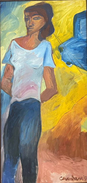 <b>Chandana Hore</b><br>A Morning in Bombay<br>Oil on Canvas<br>34 x 17 Inches<br>2005