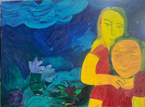 <b>Chandana Hore</b><br>Mother and Child II<br>Oil on Canvas<br>36 x 48 Inches<br>2022
