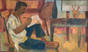 <b>Chandana Hore</b><br>Bapi<br>Oil on Canvas<br>32 x 54 Inches<br>1987