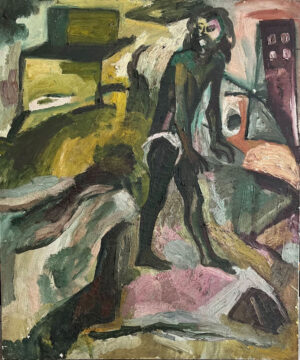 <b>Chandana Hore</b><br>Mad Man<br>Oil on Canvas<br>36 x 36 Inches<br>1997