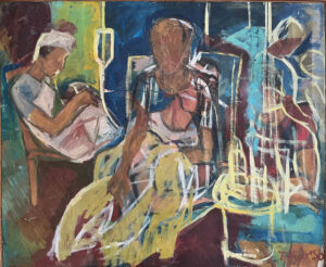 <b>Chandana Hore</b><br>Sickness at Home<br>Oil on Canvas<br>44 x 36 Inches<br>1990