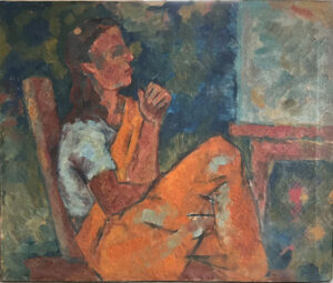 <b>Chandana Hore</b><br>Mother in Studio<br>Oil on Canvas<br>30 x 36 Inches<br>1987