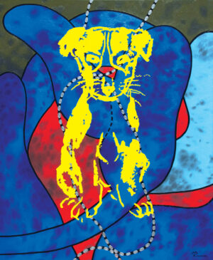 <b>Tawatchai Somkong </b><br>Yellow Puppy<br>Oil on Canvas <br> 66.9 x 55.11 Inches<br>2022