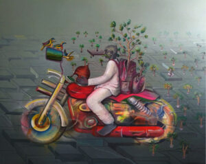 <b>Amit Singh Slathia</b><br>New Machismo<br>Acrylic on Canvas<br>59 x 47 Inches <br>2019