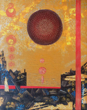 <b>Bikash Acharjee</b><br>Burgeon into a Life<br>Acrylic on Canvas<br>20 x 16 Inches <br>2023