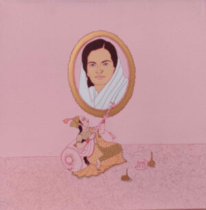 <b>Mainaz Bano</b><br>Equilibrium of Inheritance<br>Acrylic on Canvas<br> 36 x 60 Inches <br>2023