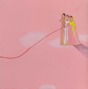 <b>Mainaz Bano</b><br>Equilibrium of Inheritance<br>Acrylic on Canvas<br> 36 x 60 Inches <br>2023