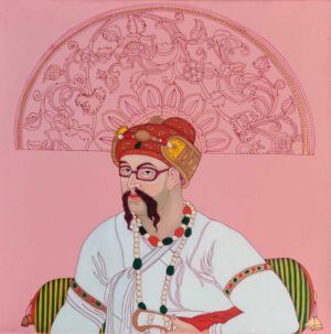 <b>Mainaz Bano</b><br>Equilibrium of Inheritance<br>Acrylic on Canvas<br> 36 x 60 Inches <br>2023