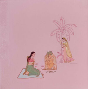 <b>Mainaz Bano</b><br>Equilibrium of Inheritance<br>Acrylic on Canvas<br> 36 x 60 Inches <br>2023