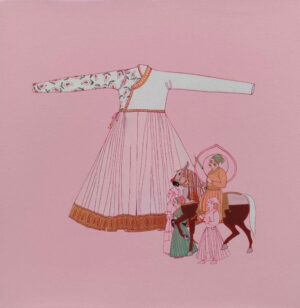 <b>Mainaz Bano</b><br>Equilibrium of Inheritance<br>Acrylic on Canvas<br> 36 x 60 Inches <br>2023