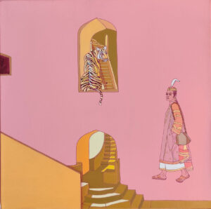 <b>Mainaz Bano</b><br>Equilibrium of Inheritance<br>Acrylic on Canvas<br> 36 x 60 Inches <br>2023