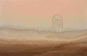 <b>Rachana Badrakia</b><br>Through My Home Window<br>Acrylic on Canvas<br> 24 x 36 Inches <br>2023