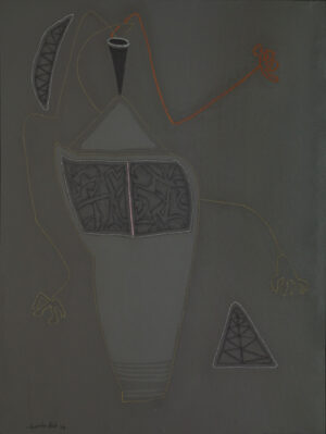 <b>Samir Aich/b><br>The Mystery in Grey<br>Acrylic and Conte on Canvas<br>36 x 48 Inches<br>2008