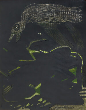 <b>Samir Aich/b><br>The Bird at Night <br>Acrylic and Oil on Acid free Fabriano Paper<br>35.4 x 47.2 Inches<br>2022