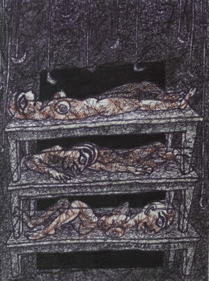 <b>Samir Aich/b><br>City Life<br>Dry Pastel, Acrylic, Conte, Pen, Ink and Brush on Acid free Fabriano Paper<br>15.8 x 11.9 Inches<br>2021