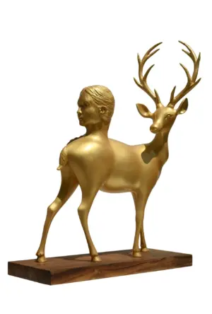 <b>Dushyant Patel</b><br> Female Deer<br> Fiberglass with Oil and Wood<br>25 x 10 x 32.5 Inches<br>Unknown