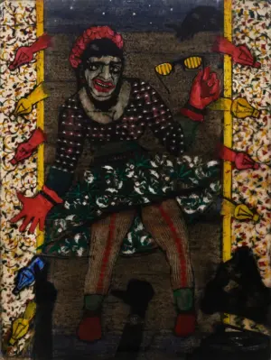 <b>A. Rajeswara Rao </b><br> Piya...Tu..Ab...Tho...Aaaja<br> Acrylic on Acrylic Sheet <br> 48 x 36 Inches<br> 2006